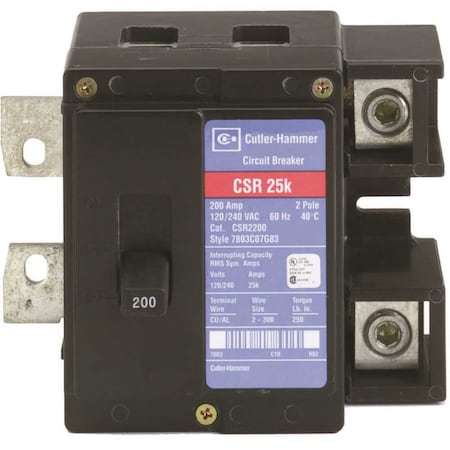 Eaton Circuit Breaker, CSR Series, 200A, 2 Pole, 120/240V AC, 25kA CSR2200N
